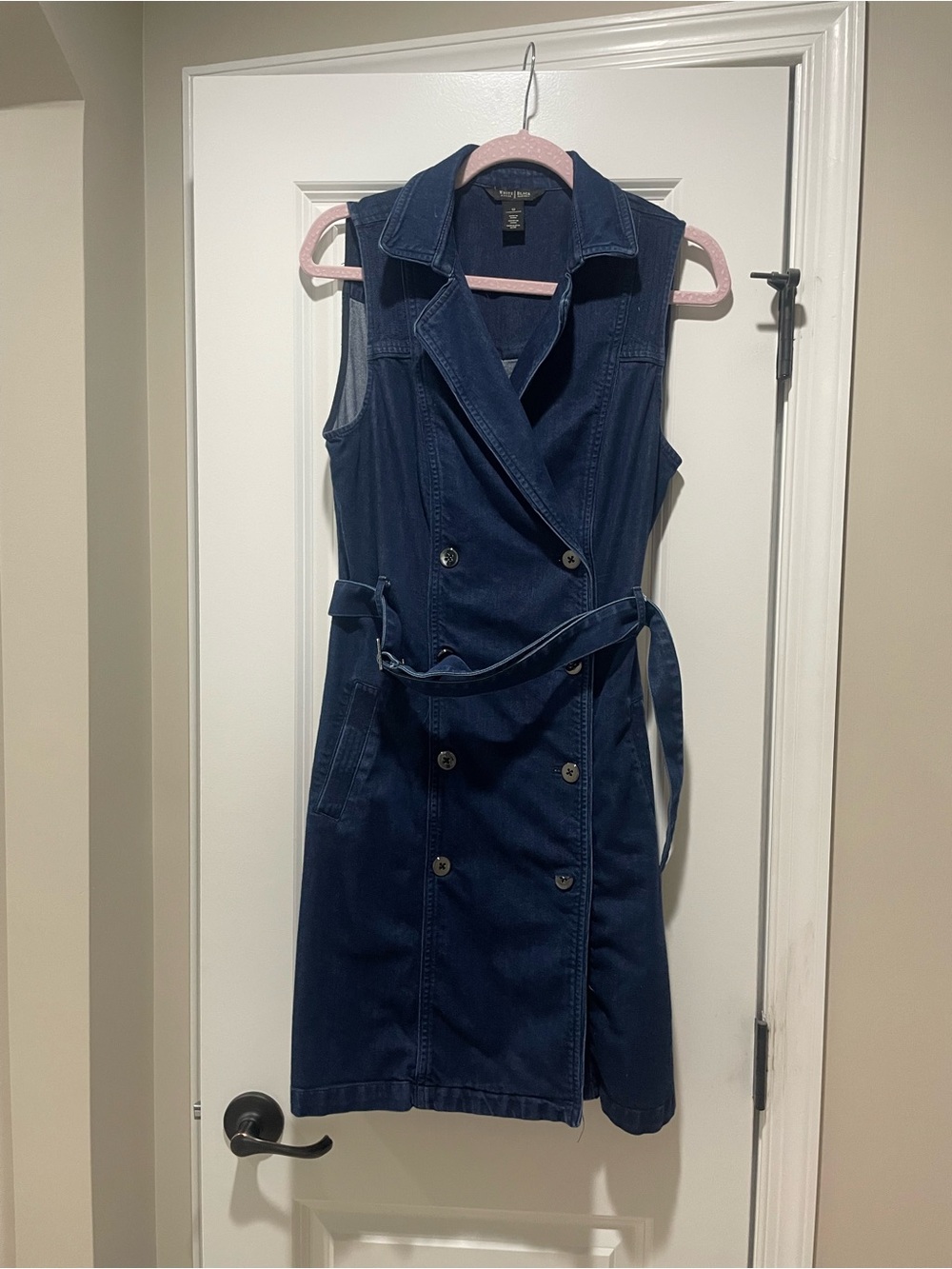 White House Black Market denim Sleeveless Double-Breasted Trench Dress